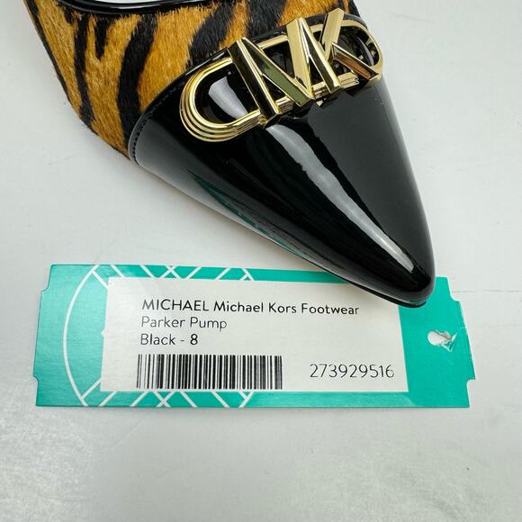 NEW MICHAEL Michael Kors Parker Tiger Print Calf Hair and Leather High Heel Pump - Picture 11 of 13